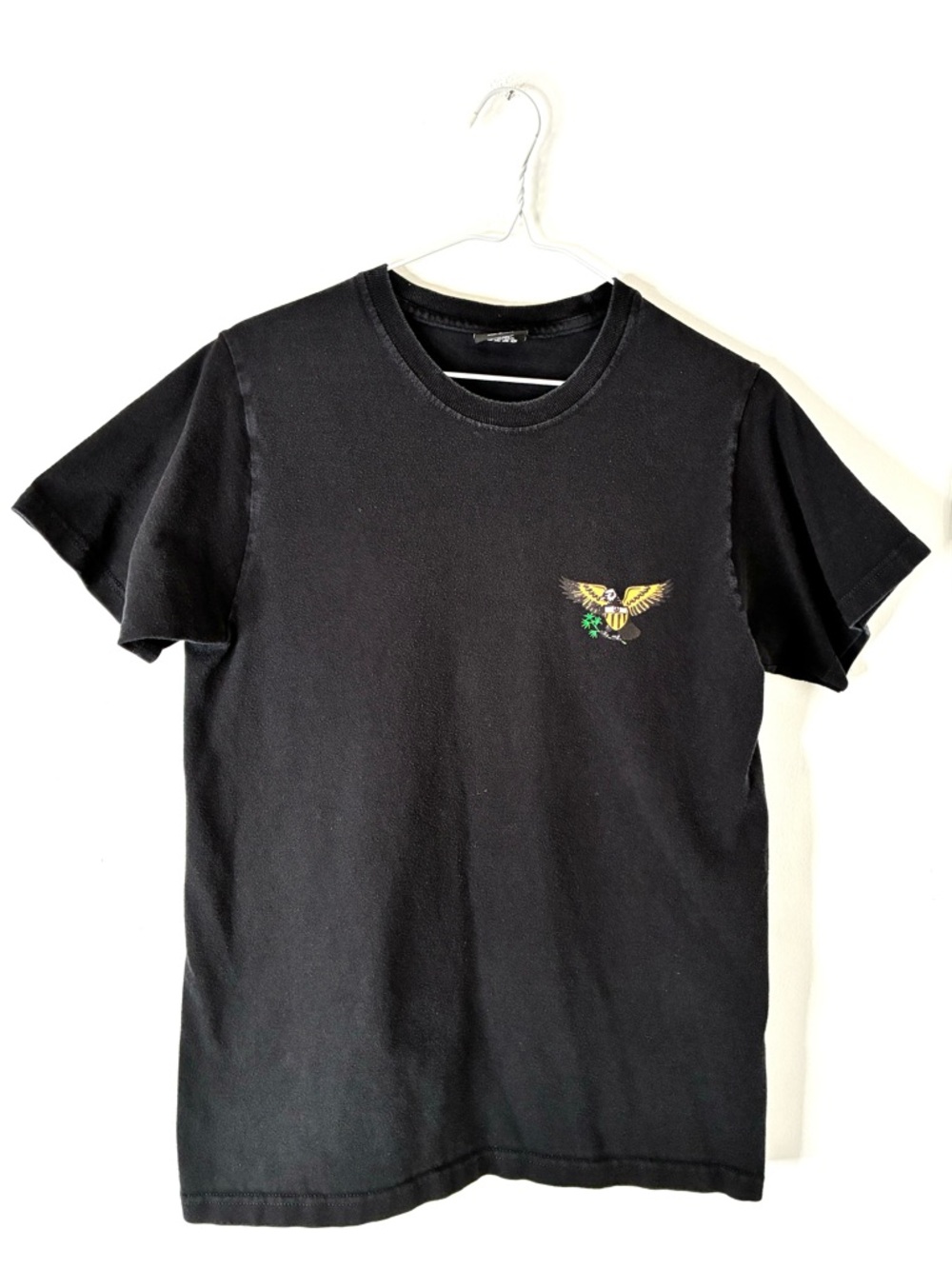 Stüssy Vintage Graphic Eagle Peace Shield Tee Double-Sided Streetwear Black  Top
